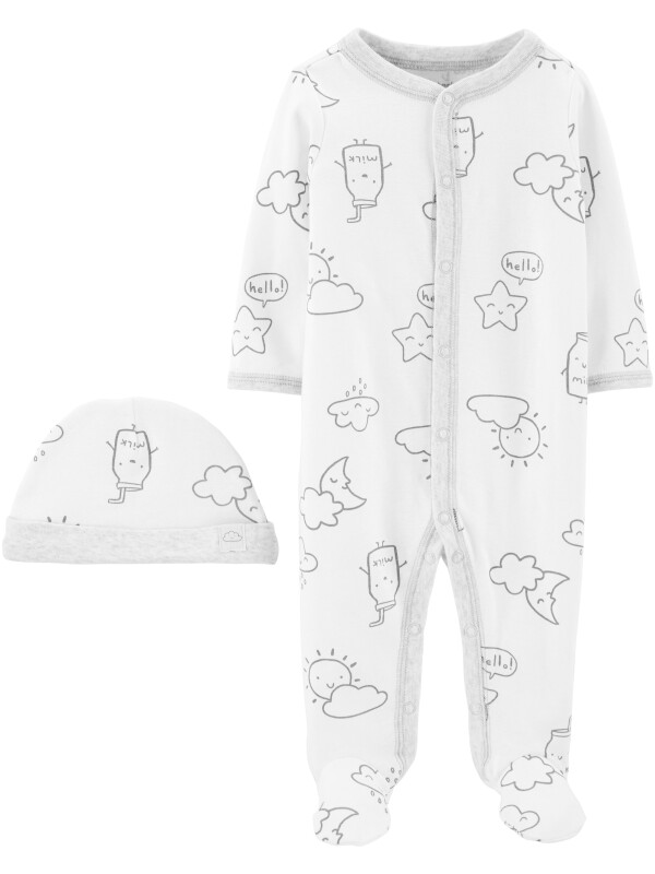 Carter's 2 db-os Felhőcske mintás pizsama és sapka szett